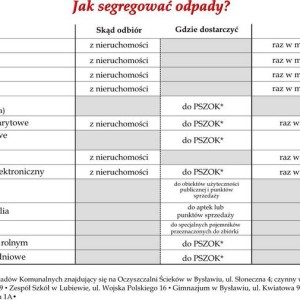 segregacja śmieci tabela gmina Lubiewo 2013