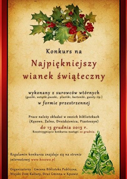 Konkurs na 'Najpiękniejszy wianek świąteczny' BN Kęsowo 11.2013