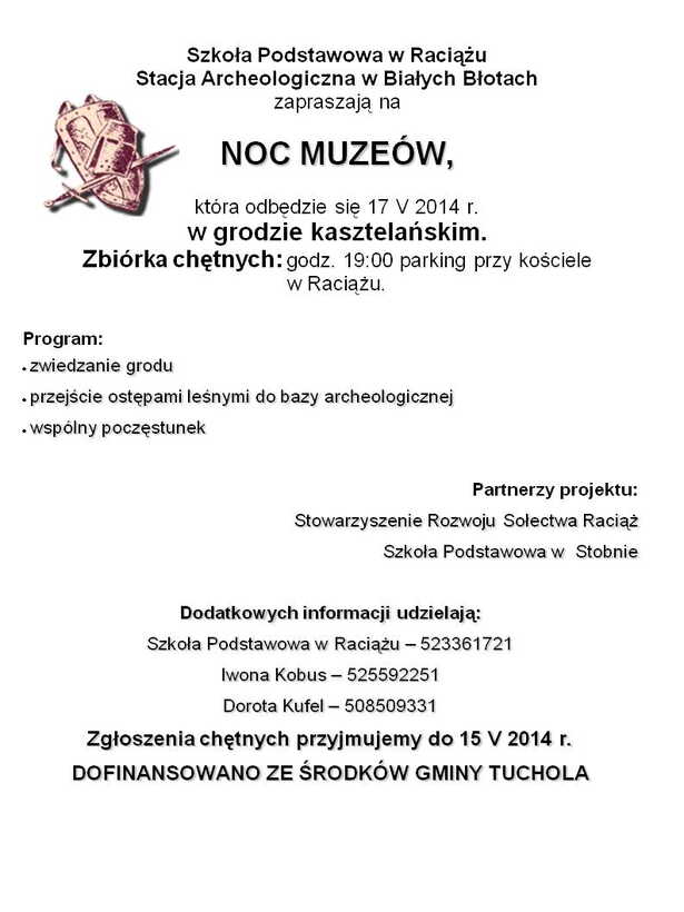 noc muzeów SP Raciąż Stacja Archeologiczna w Białych Błotach 17.05.2014