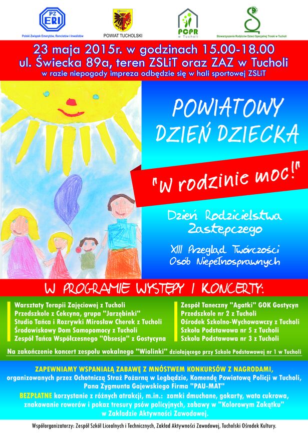 Powiatowy Dzień Dziecka dzień rodzicielstwa zastępczego pcpr 23.05.2015 plakat