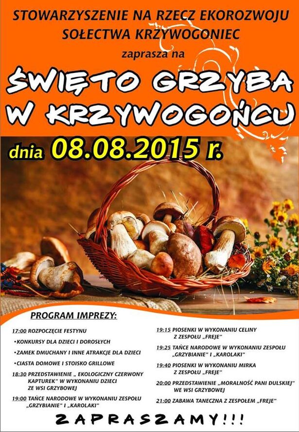 Święto Grzyba Krzywogoniec 08.2015 plakat