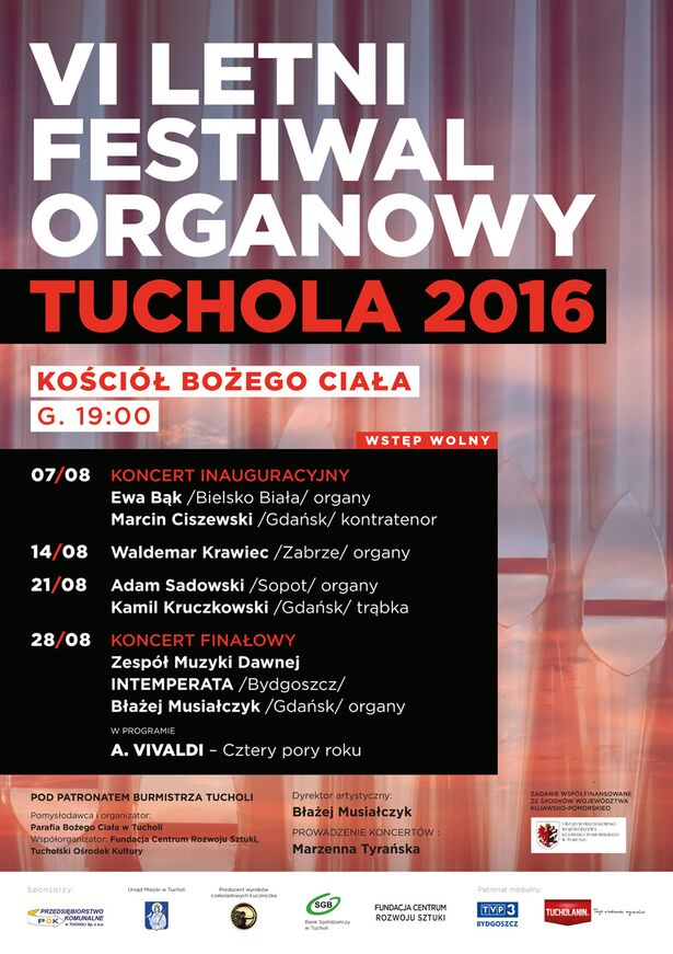 VI Letni Festiwal Organowy Tuchola 2016 plakat