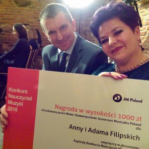 Anna i Adam Filipscy z nagrodą Nauczyciel Muzyki 2016 8.04.2017 (fot. Magdalena Filipska)