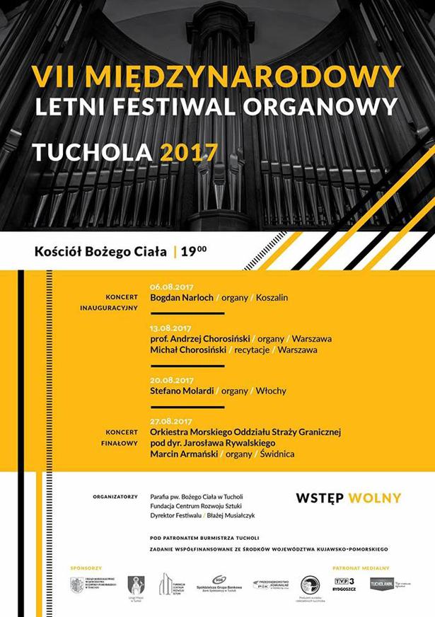 VII Międzynarodowy Letni Festiwal Organowy Tuchola 08.2017 plakat