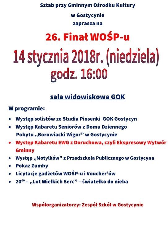 WOŚP Gostycyn 2018 plakat 3