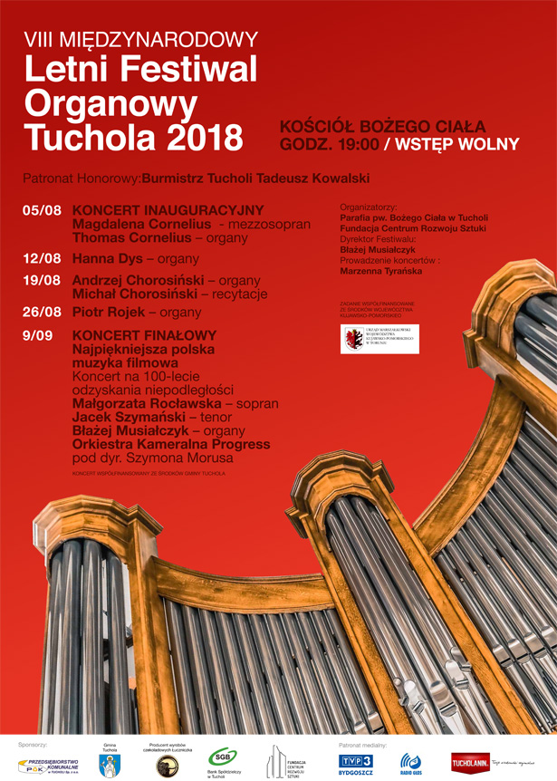 VIII Letni Festiwal Organowy Tuchola 2018 plakat