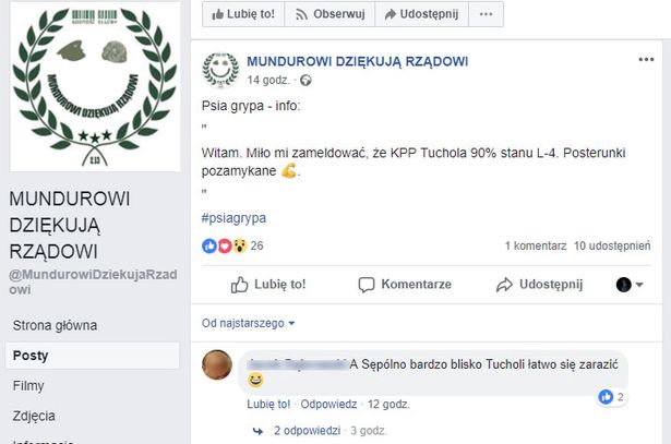 Mundurowi dziękują rządowi #psia grypa w tucholi